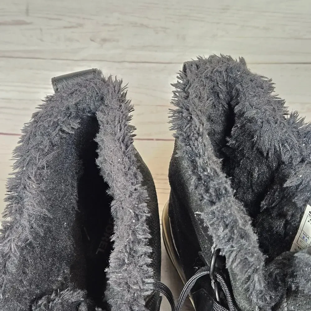 Sorel Women’s Black Winter Boots Faux Fur Waterproof Duck Boot US 8.5